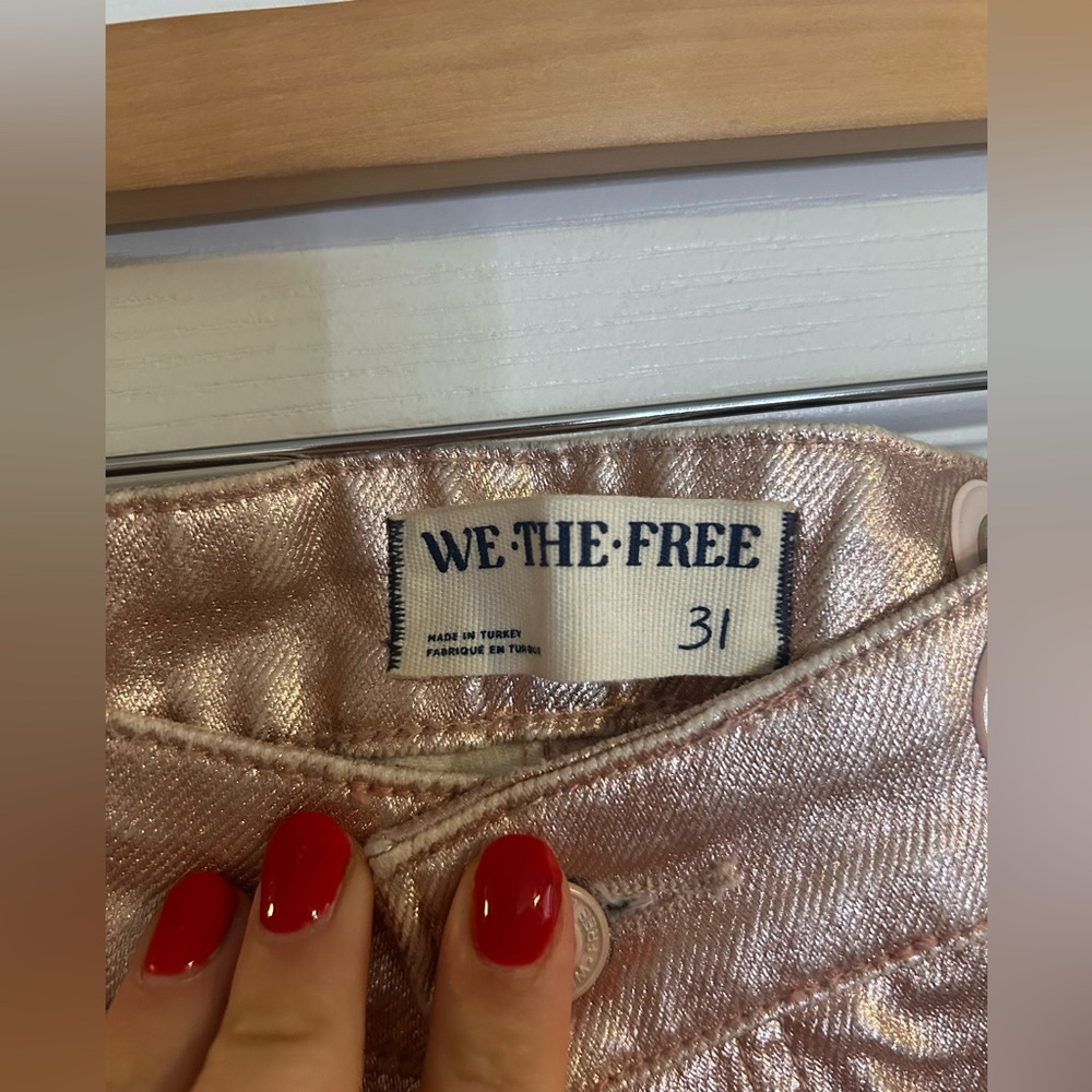 Free people moxie metallic barrel jeans - Picture 2 of 3